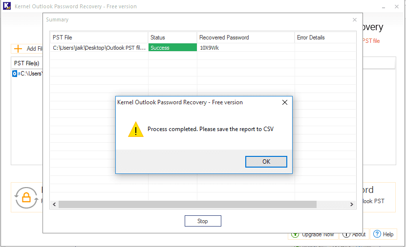 Password Recovery done in Outlook Password Recovery Tool