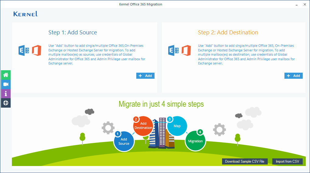 View screenshots of Office 365 Migration tool